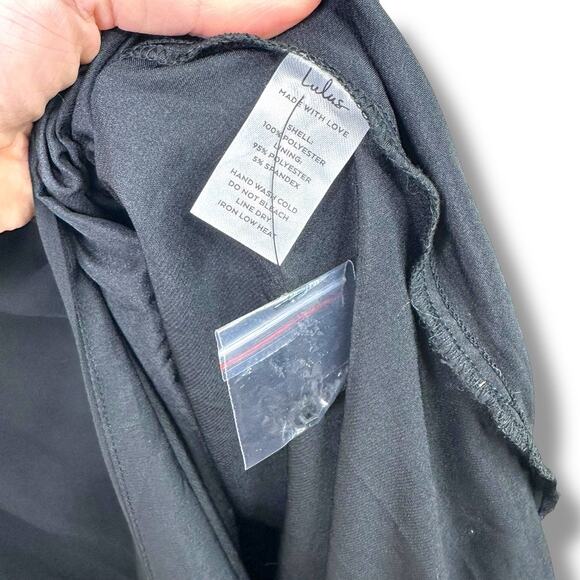 Lulus NWT Dreamy Admiration Black Ruffled Sweetheart Chiffon Maxi Dress Large - Picture 11 of 11